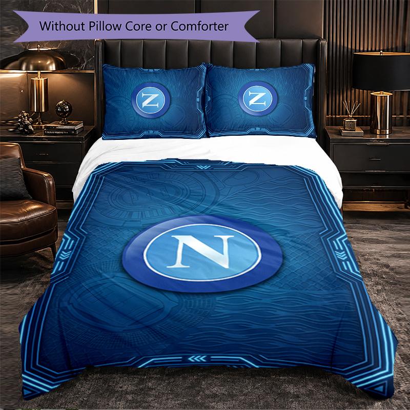 Napoli FC Themed Bedding 3Pcs Duvet Cover Set Decorative Bed Linen For Teen Room Home Decoration