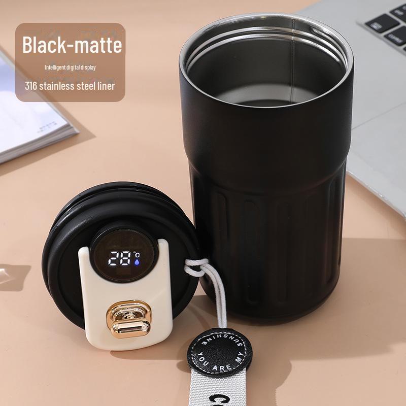 Симпатичная портативная термокружка с интеллектуальным дисплеем температуры – дорожная кружка из нержавеющей стали 316 с веревкой для переноски