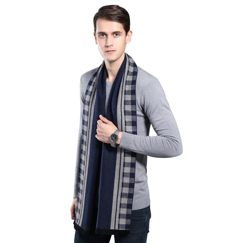 Designer Brand Plaid Men Scarves Winter Warm Cashmere Scarf Men's Pashmina Shawl Business Long Wraps Christmas Gift for Man
