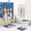 Рождественский водонепроницаемый набор из четырех предметов: шторка для душа, коврик для пола, коврик для двери с водопоглощающим нескользящим покрытием для ванной комнаты, ковер для душевой комнаты с водопоглощающим покрытием