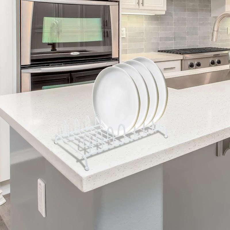 Белый чугунный кухонный стеллаж для сушки мисок и тарелок, настольный держатель для хранения, полка для сушки, поднос, подставка для мисок, тарелок, стеллажи, держатели