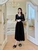 New French long velvet sexy pajamas waist hollowed out pure desire wind suspender pajamas elegant high-end loungewear