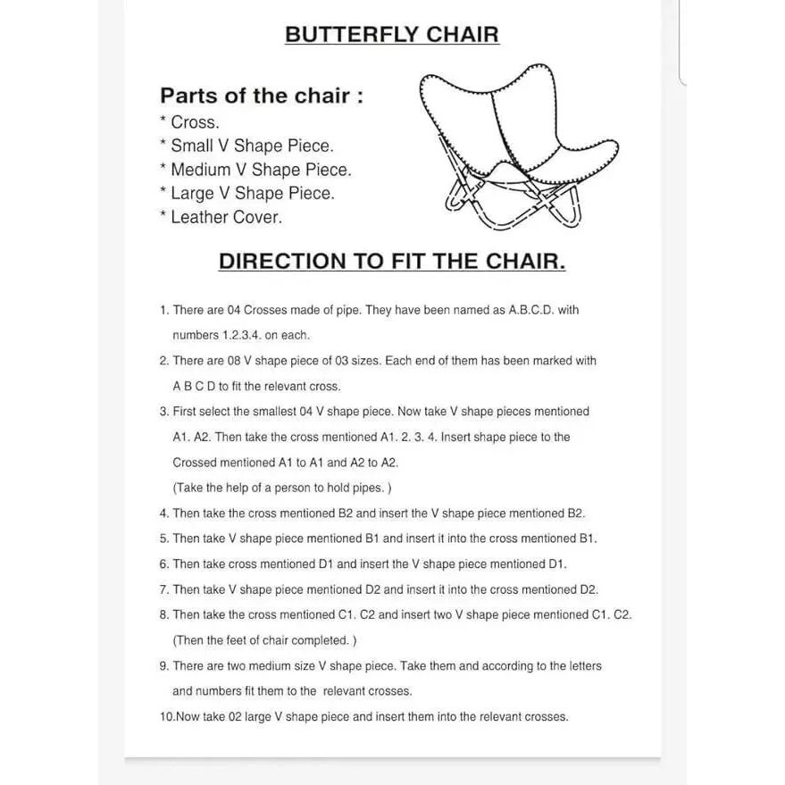 New Vintage Leather Butterfly Chair Leather Accent Chair Living Room Chair. BUTTERFLY CHAIR