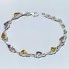 Natural Pink Amethyst,Citrine 925 Solid Sterling Silver Gift Bracelet 7-8" L8o45