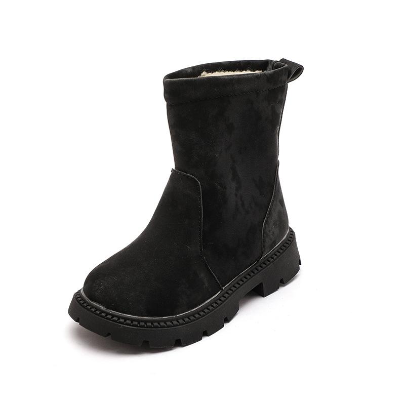 Новые зимние сапоги для девочек из толстого хлопка с теплыми кожаными ботинками