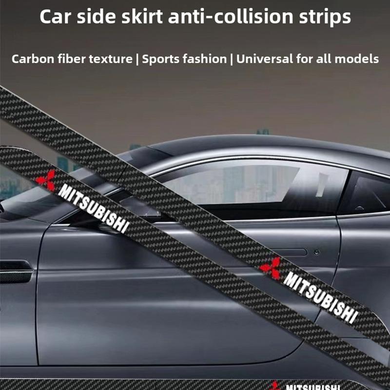 cxlqbm1 Car Door Side Skirt Car Body Decal Carbon Fiber Sticker For Mitsubishi Outlander I200 Pajero Eclipse ASX Lancer Space Delica Ex