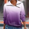 Женский осенне-зимний топ с застежкой-молнией, повседневный топ с длинными рукавами градиентного цвета