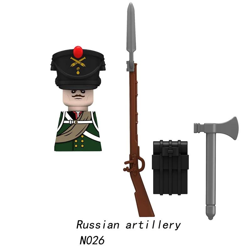 Napoleonic Wars Military Soldiers Building Blocks British France Prussia Cavalry Army Russian Infantry Figures Bricks Kids Toys