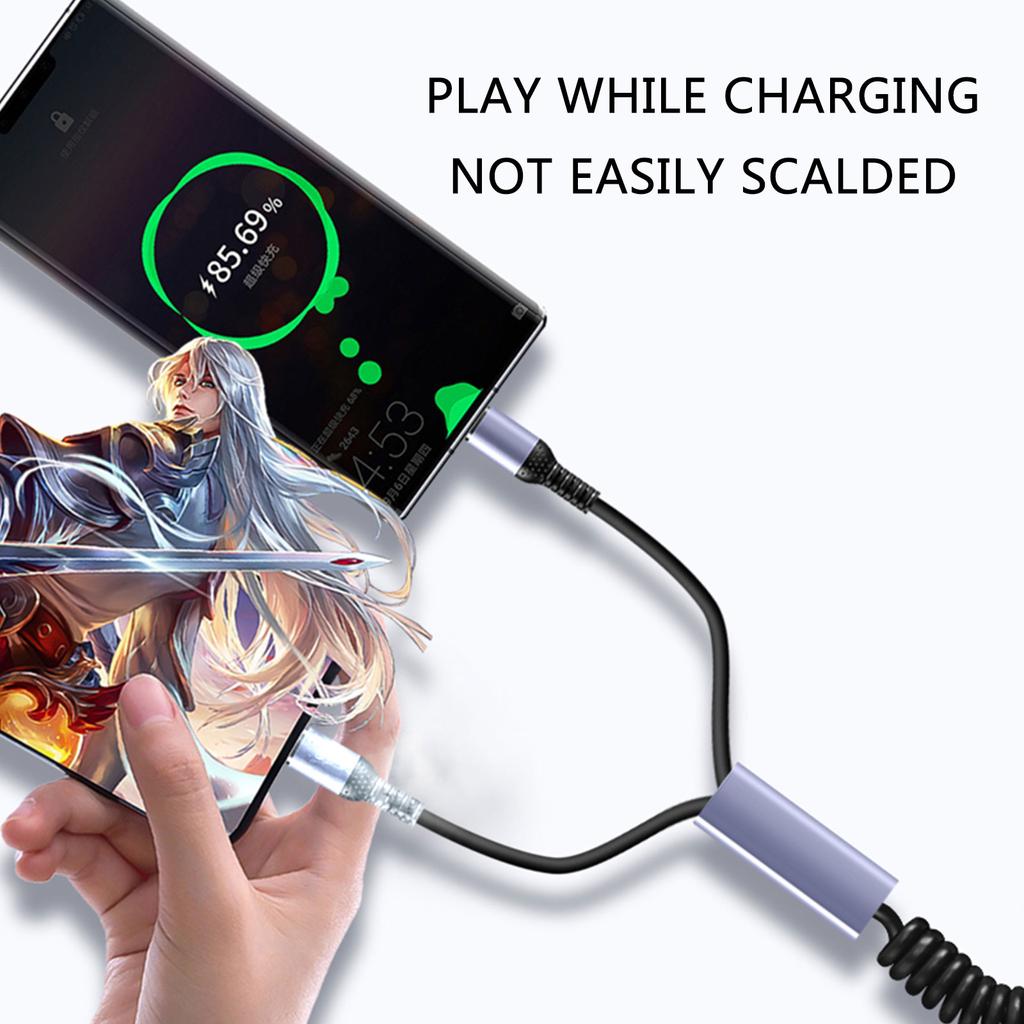 Кабель USB C, двойной кабель для автомобильного зарядного устройства типа C, спиральный шнур для зарядки USB A — Type C, быстрый шнур для телефонов и планшетов 6A USB Type C