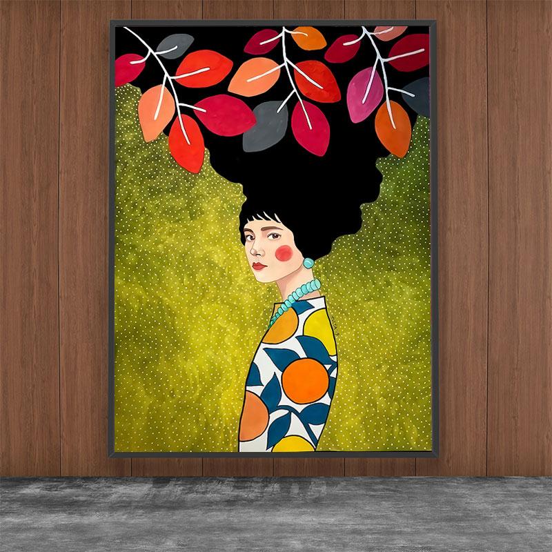 Современные женщины красочные цветы волосы девушки стены книги по искусству холст картины плакат на скандинавскую тему винтажные настенные панно для гостиной