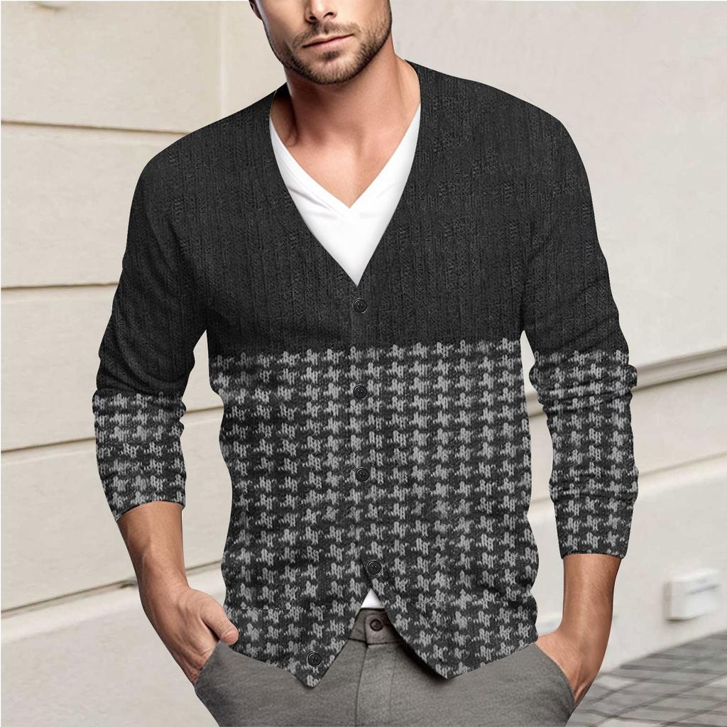Мужская повседневная однобортная модная куртка-кардиган с длинными рукавами на пуговицах