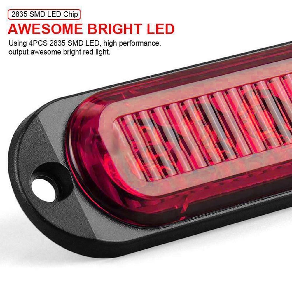2 шт., боковой габарит, прицеп, грузовик, автофургон, светодиодная лампа, красная водонепроницаемая 12/24 В