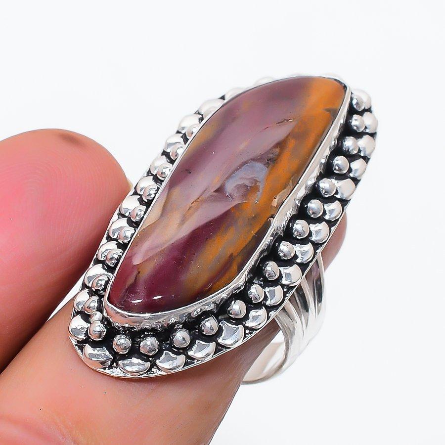 Натуральный камень Мукаит Ручная работа Серебро 925 пробы Ювелирное кольцо Размер 9 u9B68