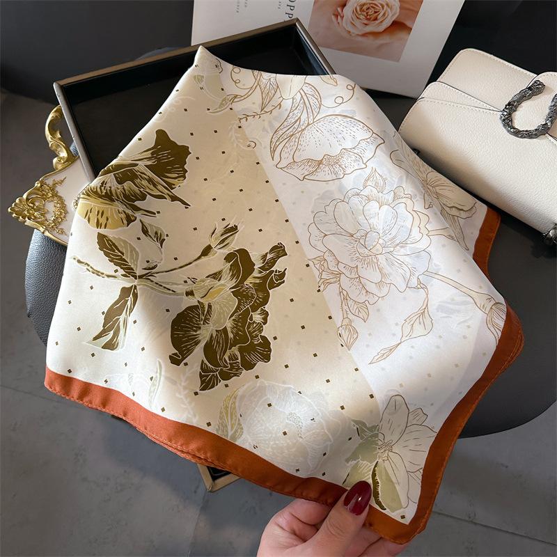 Silk Scarf for Women 70X70cm Square Scarf Sun Protection Shawl Versatile Neckerchief Headscarf Hair Band Accessories