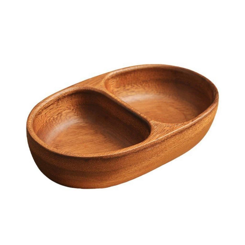 Round Divided Servings Tray Wood Nut Holder Serving Dishes Dried Fruit Tray Appetizers Tray Dish Platters Easy To Clean