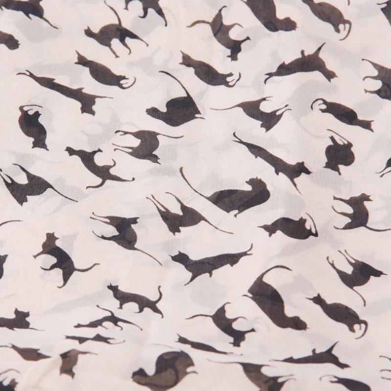 Весенний женский шифоновый красочный сладкий шарф с котенком и котенком в стиле граффити, шаль для девочек, подарок любовнику