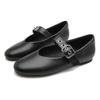 Fashion Women Mary Jane Shoes 2025 Autumn Black Pu Leather Vintage Flats Woman Fashion Belt Buckle Round Toe Ballet Flat Shoes