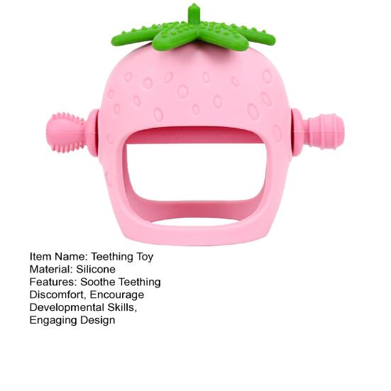 Игрушка для прорезывания зубов у детей от 0 до 24 месяцев, снимает боль в деснах с помощью прорезывателя в форме клубники, пищевого класса