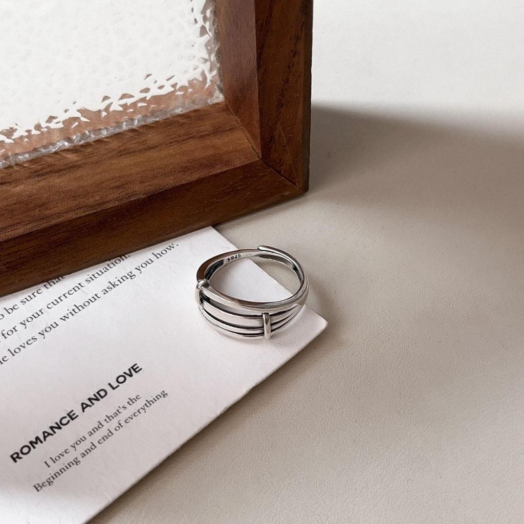 Yinruitai Ретро Кольцо из стерлингового серебра 925 пробы с регулируемым состаренным письмом для женщин - Нишевый дизайн, украшение на указательный палец