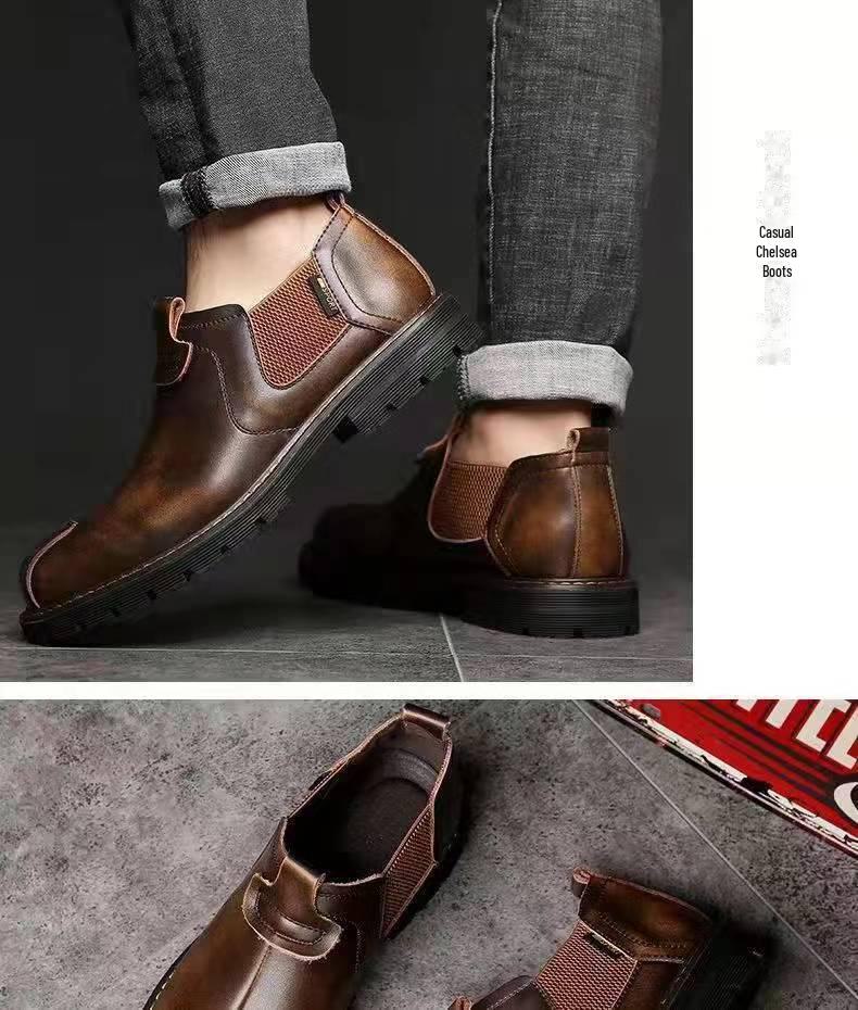 Мужские кожаные туфли в стиле ретро с низким верхом: Повседневные ботинки в весенне-осеннем стиле