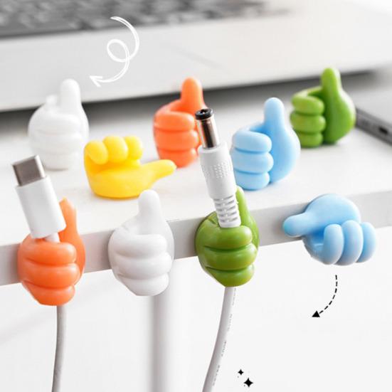 10Pcs Colorful Silicone Thumb Wall Hooks Strong Adhesion Cable Clip Rust-proof Key Hangers Desktop Storage Hook