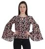 Keyhole Neck Top For Women Casual Cotton Printed Flared Sleeve