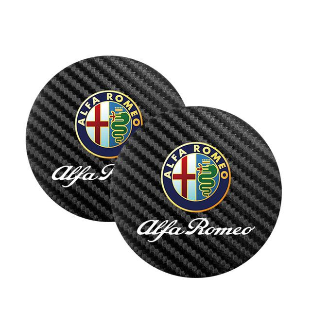 2026 Hot Alfa Romeo 2Pcs Leather Coaster Anti-noise Water Cup Pad Cushion For Alfa Romeo Giulietta Giulia GT 159 147 156 Mito Br