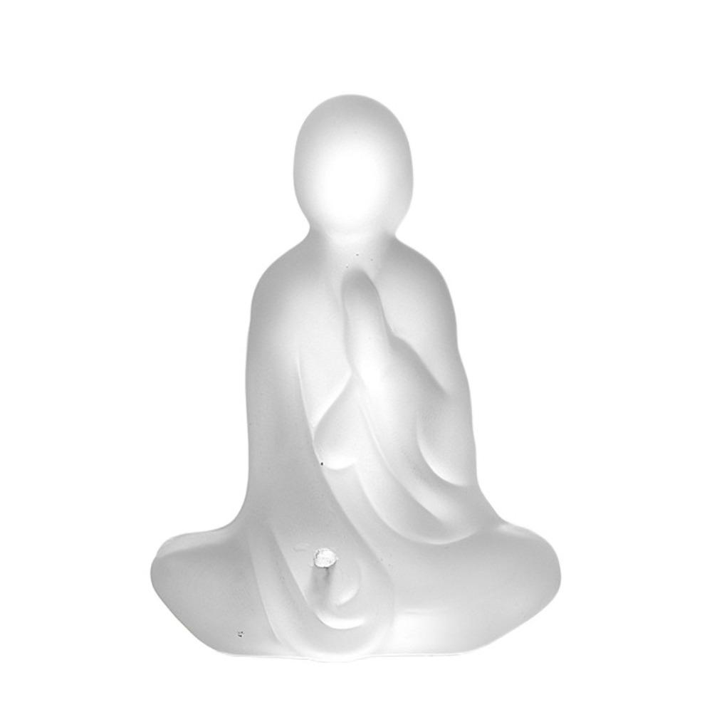 Finely Carved Glass Zen Buddha Statue Retro Transparent Tea Ceremony Ornaments Mini Delicate Crystal Ornament Office