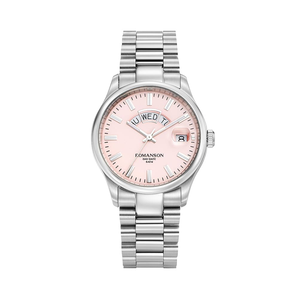 Lomanson Actius Day-Date Seoul Pink Dial Silver Metal Watch Rwtmfm3Bs007Whpk0