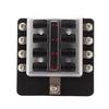 8 Way Blade Fuse Box Holder Fuse Blocks with LED Indicator 10Pcs Fuses 10Pcs Connector Terminals for Car Boat Marine