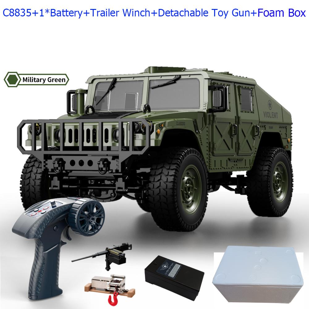 ABAH1 C8835 1:14 RC Car 2.4G Remote Control Car 4WD Off-road Climbing Simulation All-terrain RC Crawler Military Jeep JJRC RC Toys