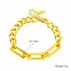 Stainless Steel Gold Color Geometric Chain Necklace Bracelet for Women Girl Jewelry Set