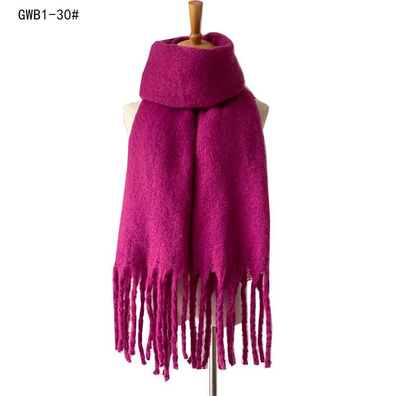 Thickened Men's Solid Color Thick Tassel Warm Circle Sand Scarf Women's Shawl Keep