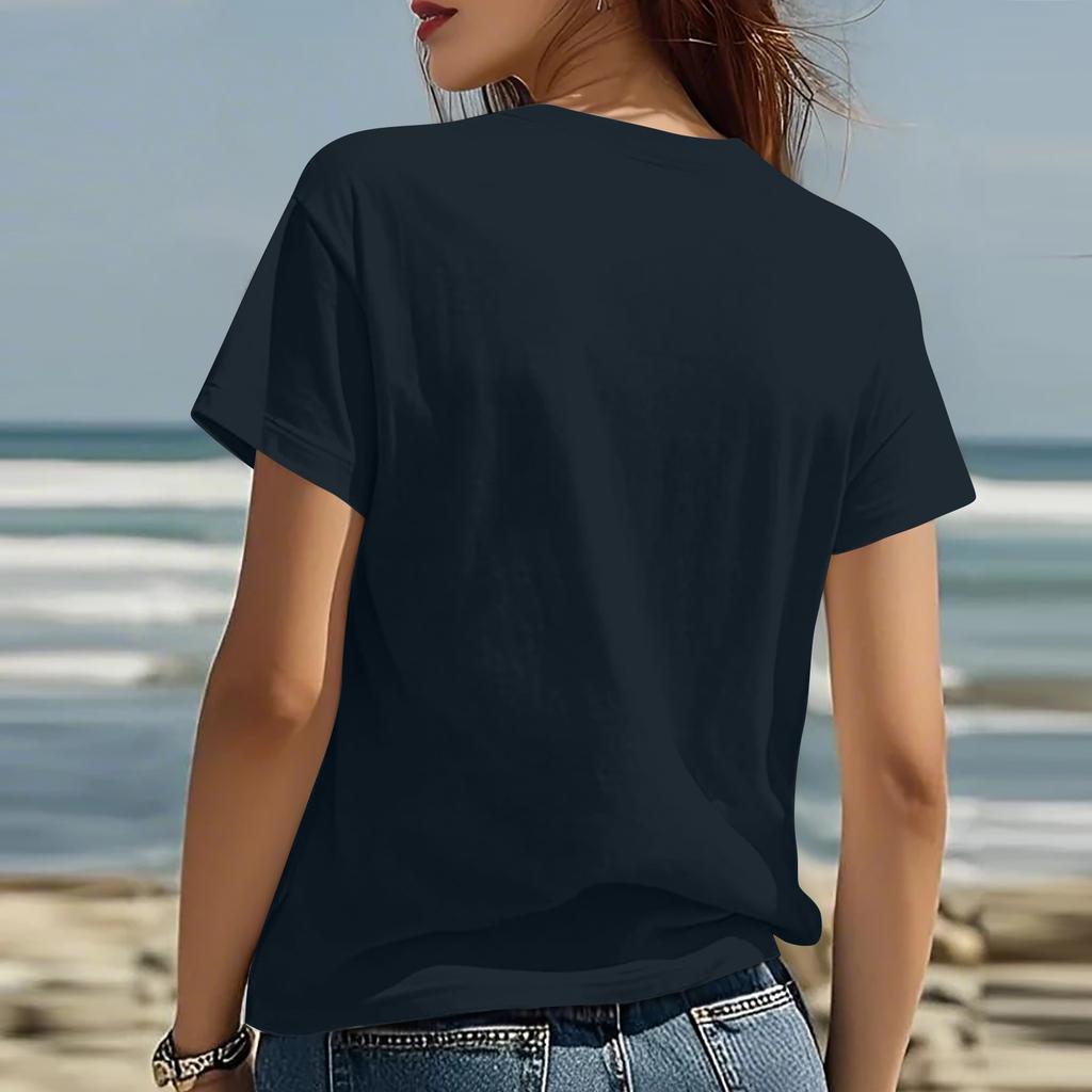 Женская модная футболка с круглым вырезом, повседневная, с ретро-принтом, с короткими рукавами