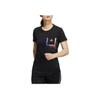 Adidas Однотонная футболка с круглым вырезом и логотипом, женские топы, черный GP0688