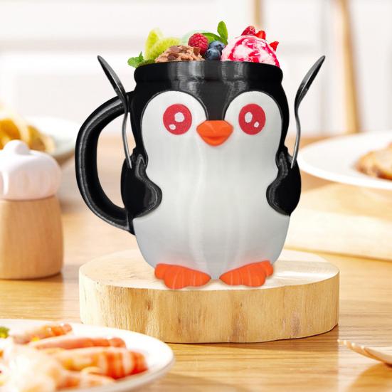 Держатель для пинты мороженого, 3D-печать, Пингвин, Уют для пинты мороженого с ручкой и ложкой, Непромокаемый уют для эскимо, Рукав для стакана/банки для пива