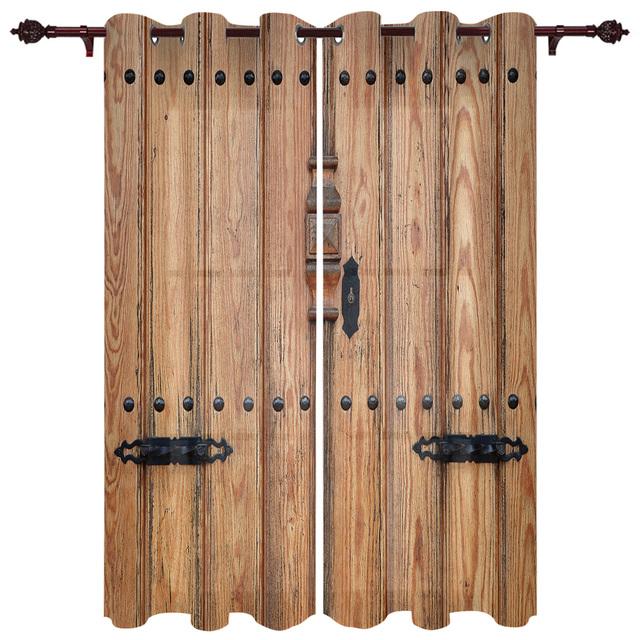 Деревянные двери в винтажном стиле, оконные шторы для детской комнаты, гостиной, занавески, панели, занавески для кухни