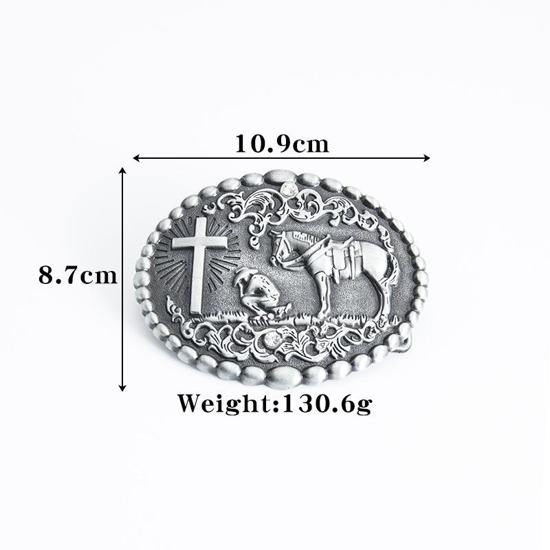 Ремень Western Cowboy Horse Cross из цельной коровьей кожи в винтажном стиле