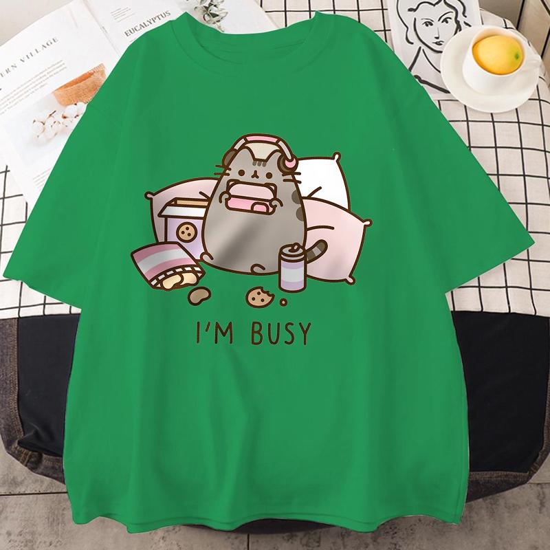 Новый Извините, я занят Кот играет в игры в наушниках Мужская Женская Футболка Высокое Качество Брендовая Одежда Свободные Футболки Топы Пара