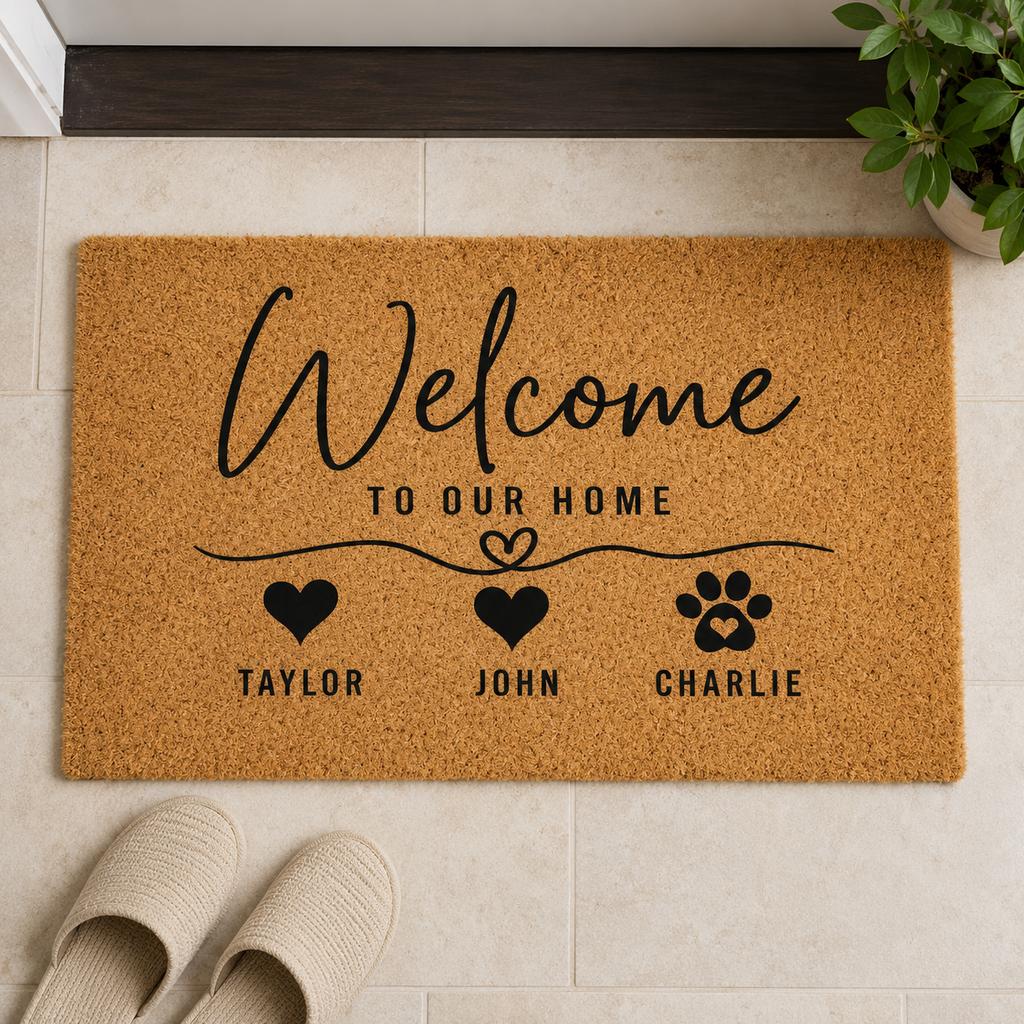 Names Doormat Personalized Coir Look Mat Family Pet Warm Welcome Rug Non Slip Front Door Entrance Carpet Outdoor Decor