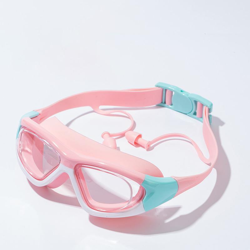 Детские водонепроницаемые и противотуманные очки для плавания с большой оправой, удобные очки, силиконовые беруши