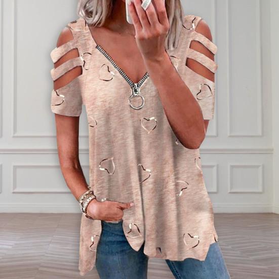 Женский топ с V-образным вырезом и застежкой-молнией с глубоким вырезом и короткими рукавами, подходящие брюки