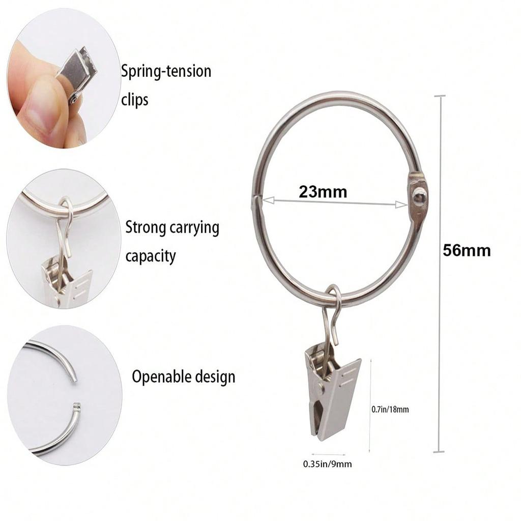 Кольца с клипсами Аксессуары для штор, Открывающиеся подвесные кольца с прочными клипсами для штор, штор для душа, крючки для римских штор