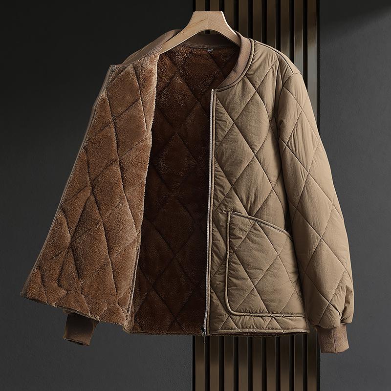 Men's Thickened Flannel-Lined Cotton Jacket - Autumn/Winter, Loose Fit, Plus Size, Warm Base Layer Outerwear