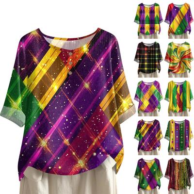 Женская модная и повседневная рубашка с полурукавом и круглым вырезом, блузка из хлопка и льна