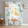 Cartoon Dinosaur Sheer Curtains for Living Room Decoration Window Curtains for Kitchen Tulle Voile Organza Curtains