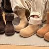 Cowhide Version Snow Boots Women's Winter New Two Wear Piled Thickened Cotton Shoes Fluffy Shoes Short Boots