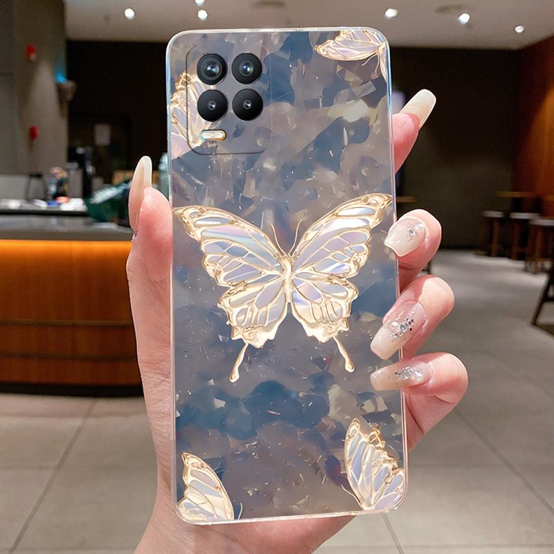 Soft Clear Silicone Casing For Realme 8 4G RMX3085 Phone Case Realme 8 Pro RMX3081 Cover Fashion Flower Butterfly Pattern Coque