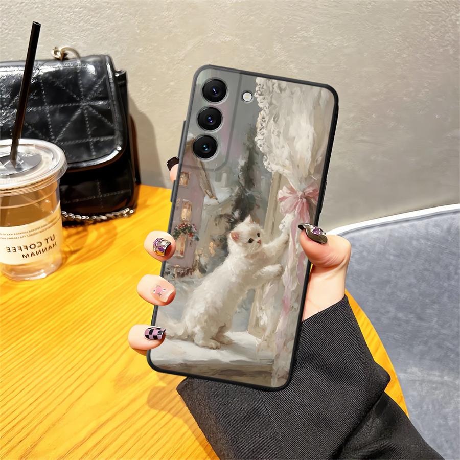 Мультяшный милый чехол-кошка для Samsung Galaxy A25 A16 A05 A23 A73 A51 A55 A53 A17 A37 A57 A15 A06 A52 A36 Чехол для телефона A41 A13 A12 A70