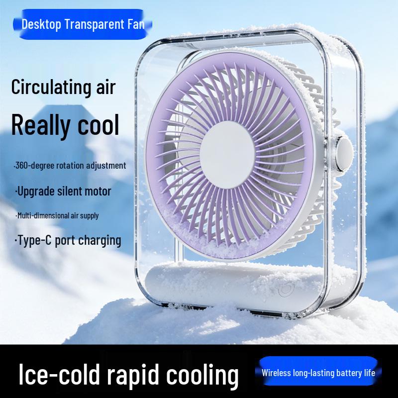 USB Rechargeable Circulating Fan with Light for Home, Office, Dorm, and Outdoor Camping